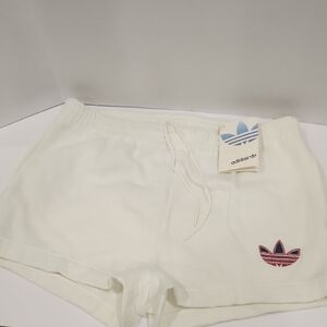 VINTAGE Adidas Women's Cream Athletic Shorts - Embroydered Logo